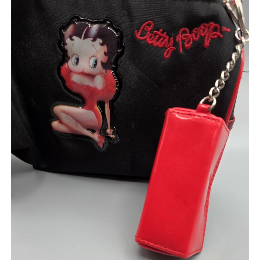 Betty Boop Black Red Shoulder Bag Purse Wristlet Wallet Charm Y2K Retro - Picture 3 of 7